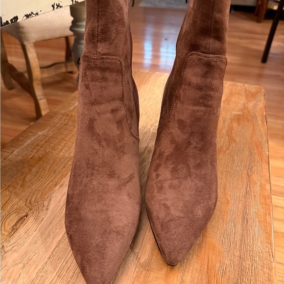 Patrizia Spring Step Brown Heeled Boots with Sculptural Kitten Heel New! - Picture 4 of 7